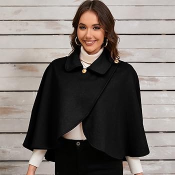Amazon.com: SEEOR Lapel Collar Shawl Capes Faux Wool Short